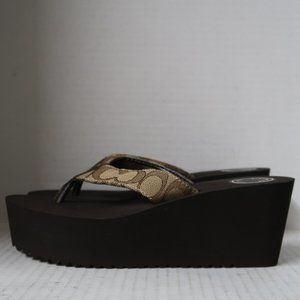 Coach Platform Flip Flops Thong Wedge Sandals
